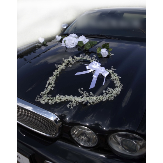 Cœur floral Blanche pour décoration de voiture mariage