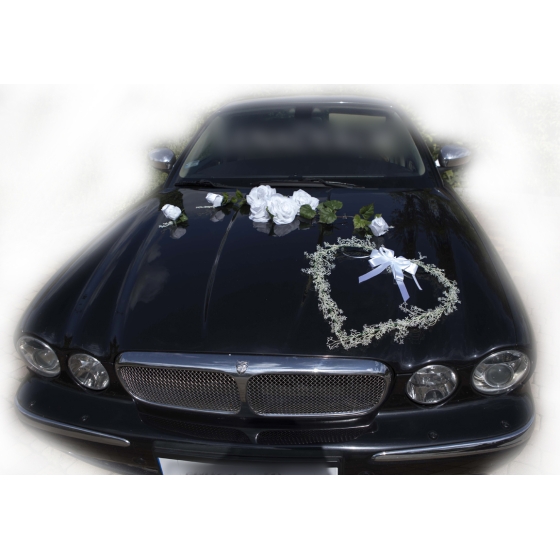 Cœur floral Blanche pour décoration de voiture mariage