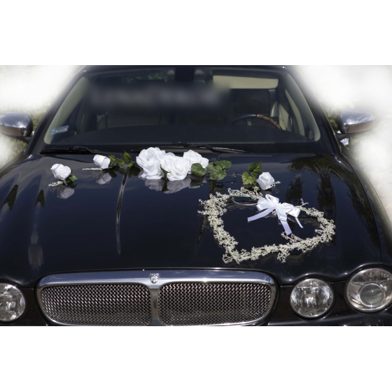 Cœur floral Blanche pour décoration de voiture mariage