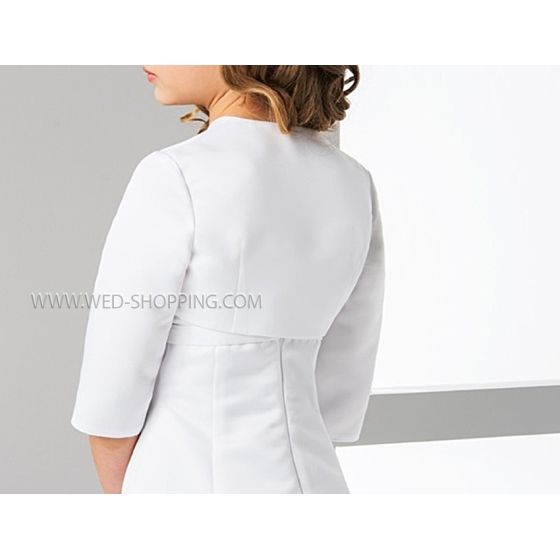 Boléro enfant en satin cortege mariage manches longues