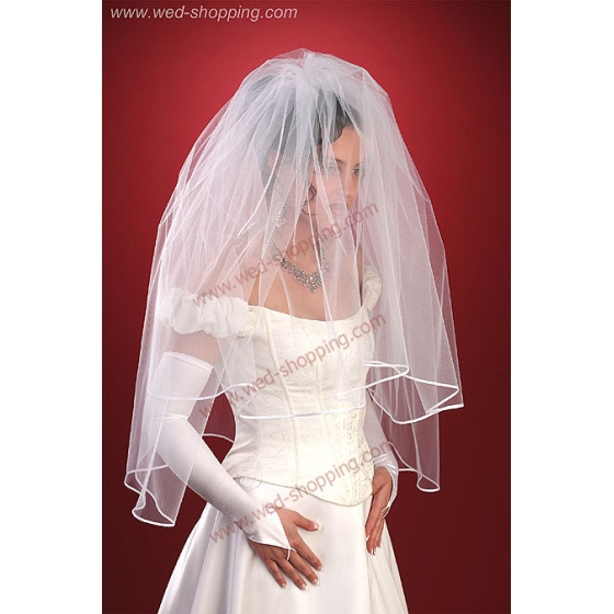 Voile de mariée, deux couches, longueur ceinture